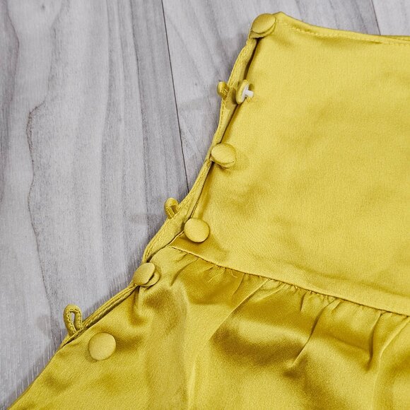 NWT Bettie Page Lingerie Chartreuse Satin French Knicker Retro Shorts Size 4 - Picture 4 of 4